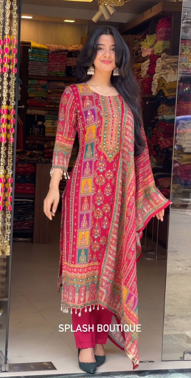 Function Wear Gorgeous Pink Color Digital Print Festive Wear Salwar Suit With Dupatta