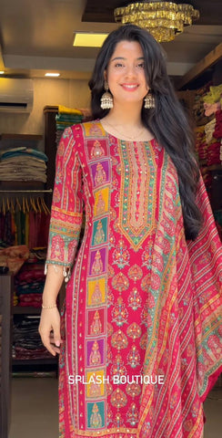 Function Wear Gorgeous Pink Color Digital Print Festive Wear Salwar Suit With Dupatta