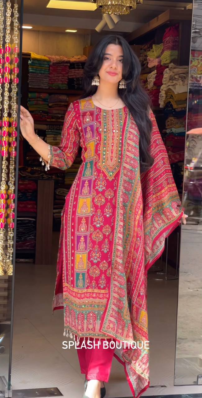 Function Wear Gorgeous Pink Color Digital Print Festive Wear Salwar Suit With Dupatta