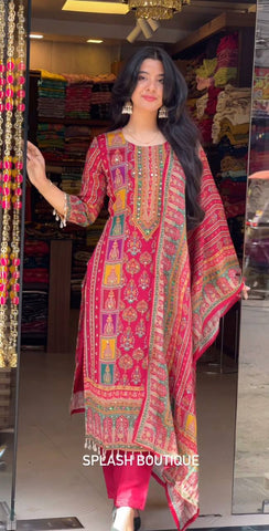 Function Wear Gorgeous Pink Color Digital Print Festive Wear Salwar Suit With Dupatta
