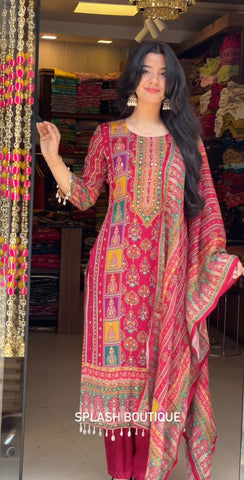 Function Wear Gorgeous Pink Color Digital Print Festive Wear Salwar Suit With Dupatta
