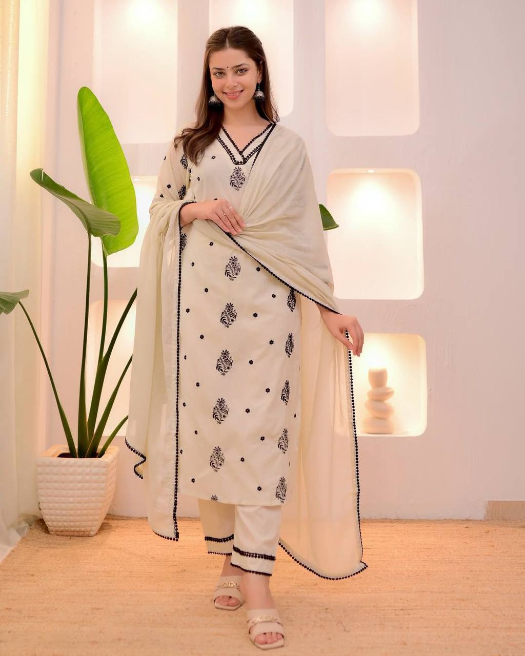 Function Wear White Color Embroidered Silk Kurta Set With Dupatta