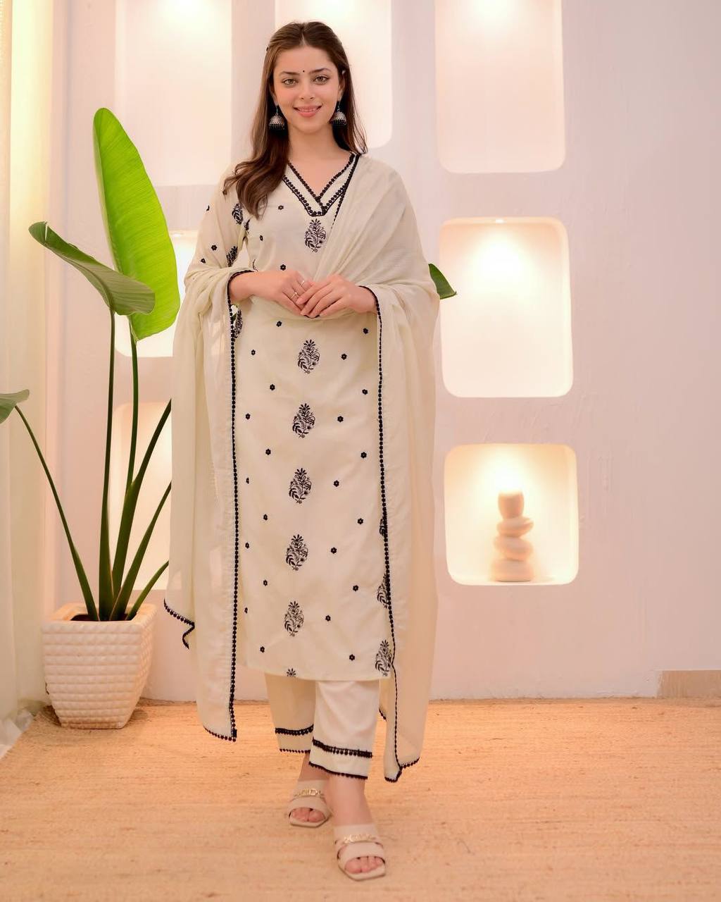 Function Wear White Color Embroidered Silk Kurta Set With Dupatta