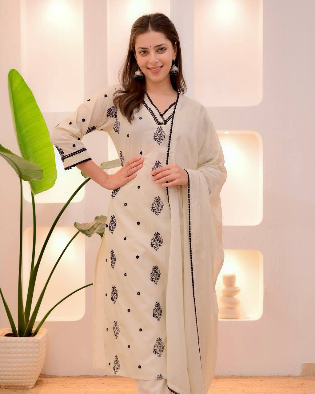 Function Wear White Color Embroidered Silk Kurta Set With Dupatta