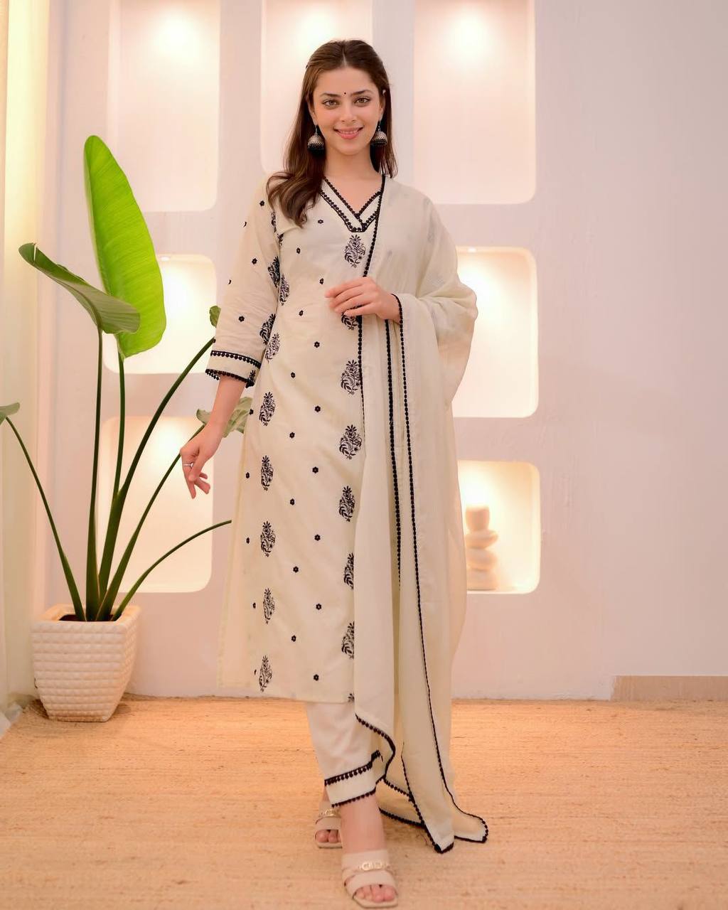 Function Wear White Color Embroidered Silk Kurta Set With Dupatta