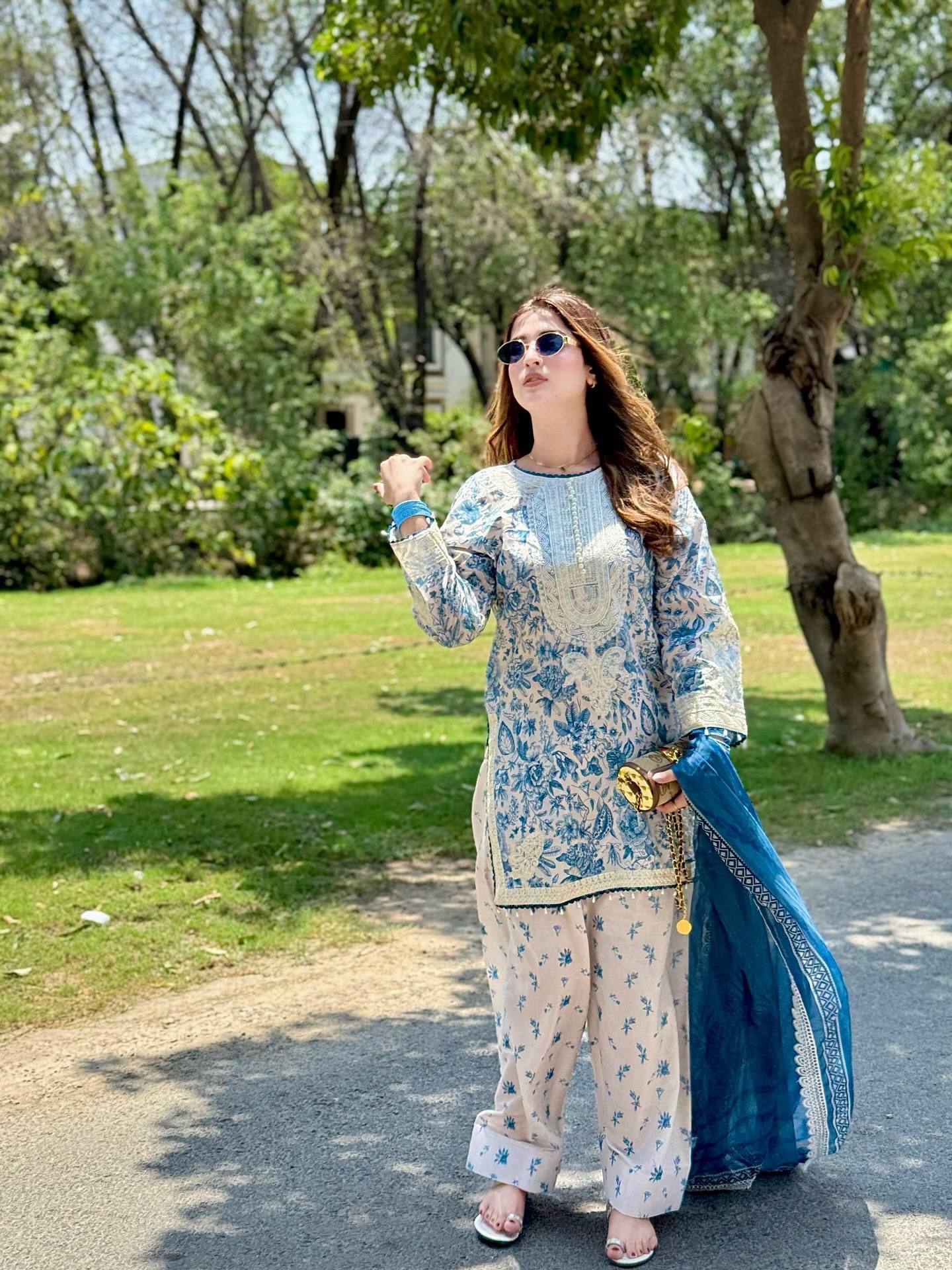 Functions Wear Blue Color Digital Print With Embroidery Work Palazzo Suit