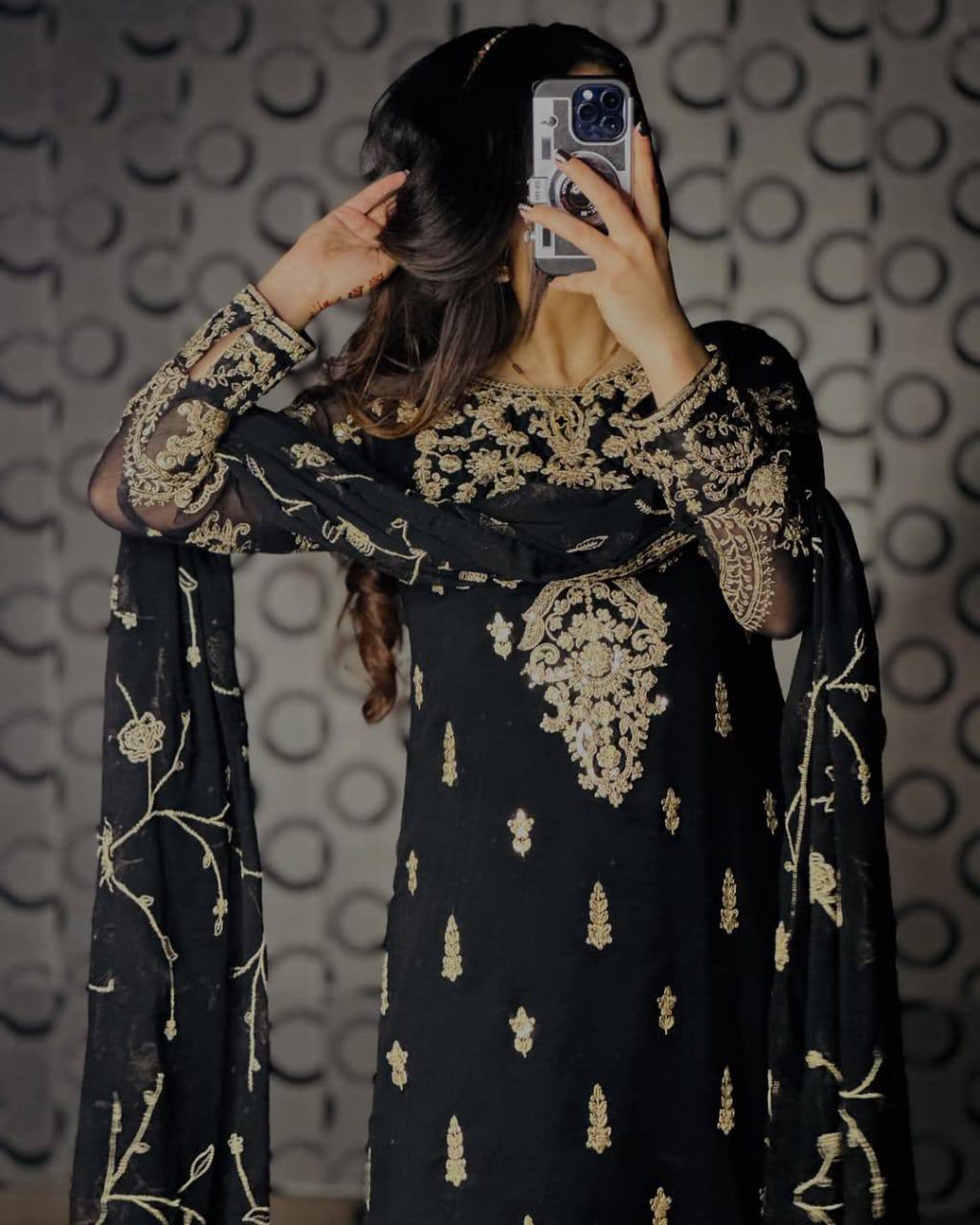 Marriage Wear Heavy Embroidery Sequence Work Black Color Salwar Suit Set