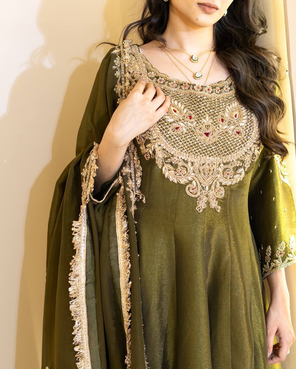 Party Wear Green Color Embroidery With Sequence Work Designer Sharara Suit