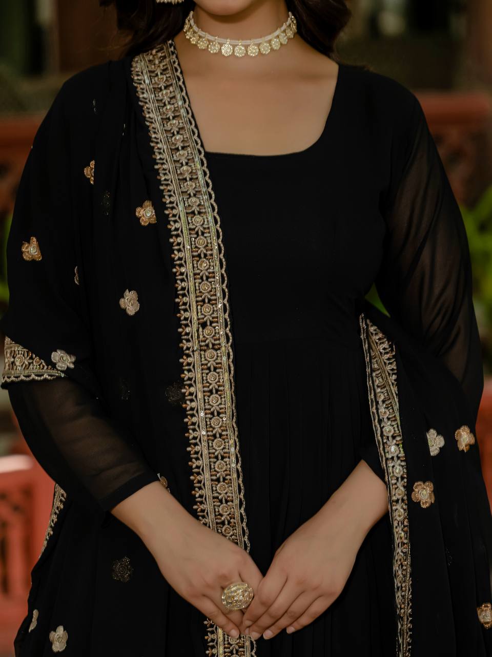 Wedding Wear Black Color Heavy Embroidery Work Beautiful Gown