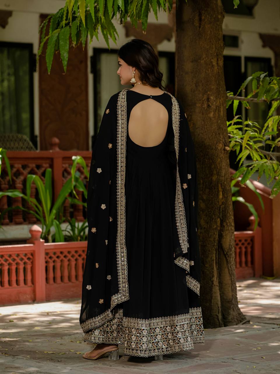 Wedding Wear Black Color Heavy Embroidery Work Beautiful Gown