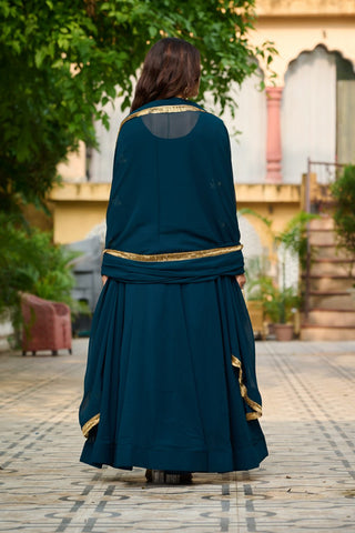 Function Wear Rama Color Thread Embroidered Work Beautiful Gown