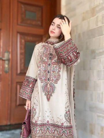 Wedding Wear Cream Color Embroidery Work Beautiful Palazzo Suit