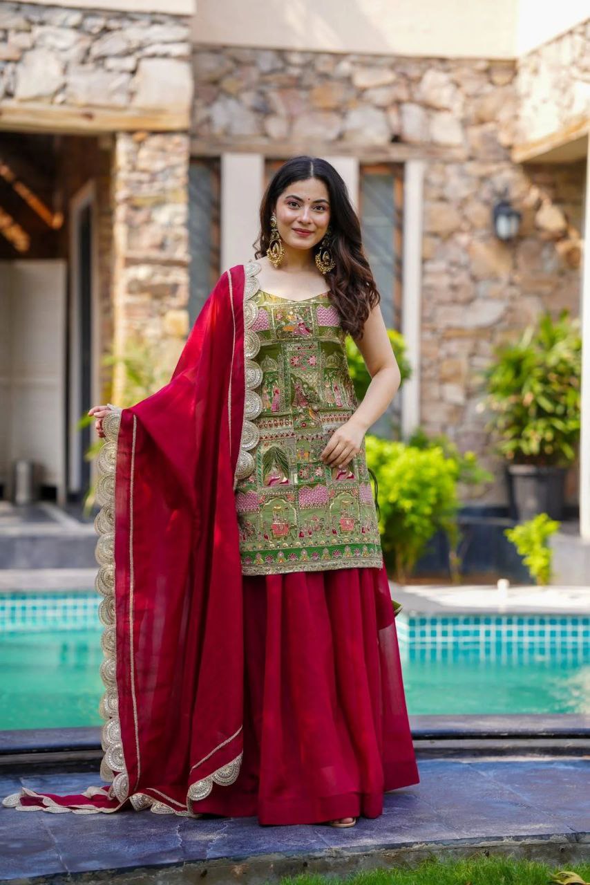 Weding Wear Digital Printed Ready To Wear Palazzo Suit