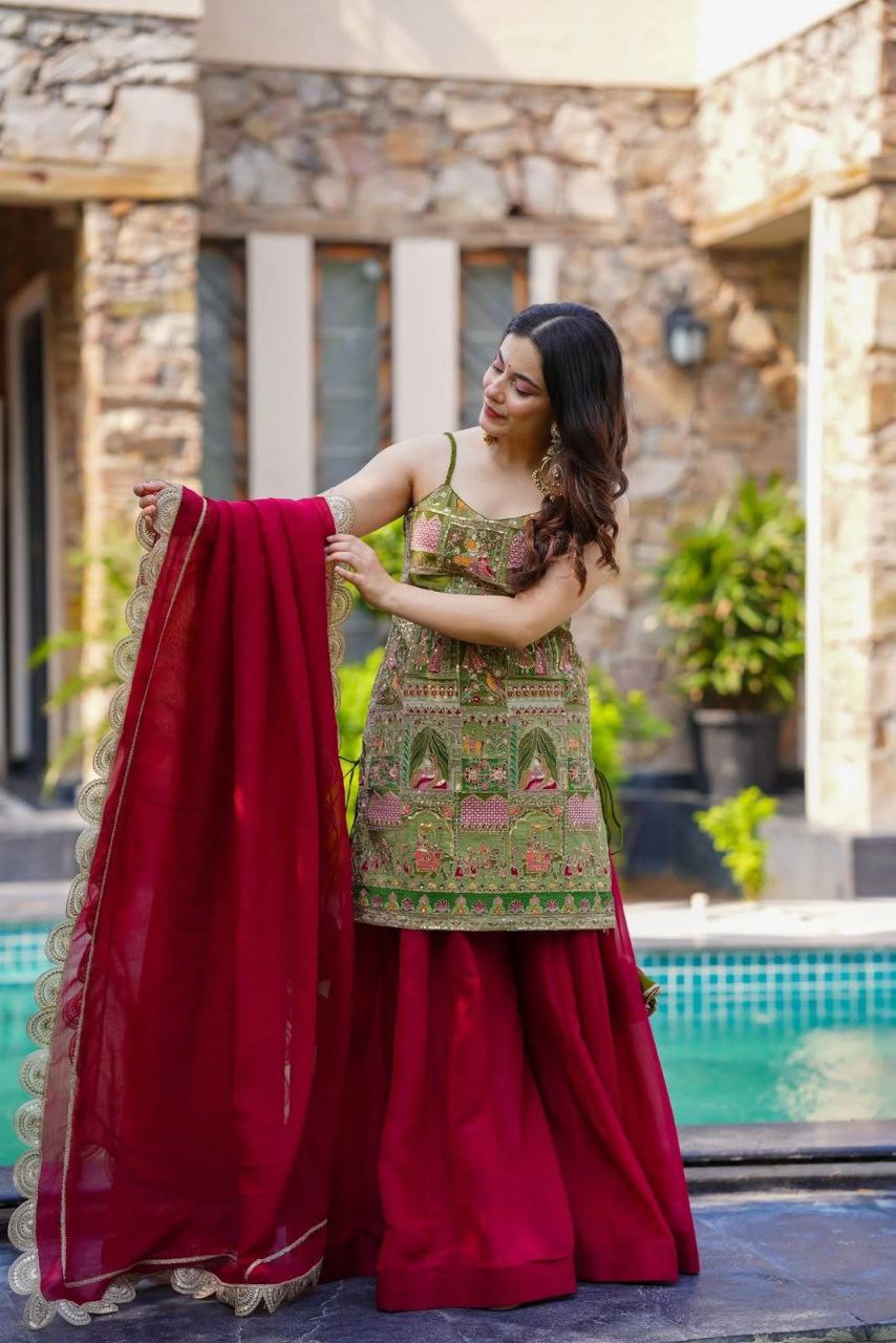 Weding Wear Digital Printed Ready To Wear Palazzo Suit