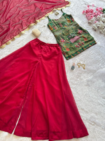 Weding Wear Digital Printed Ready To Wear Palazzo Suit