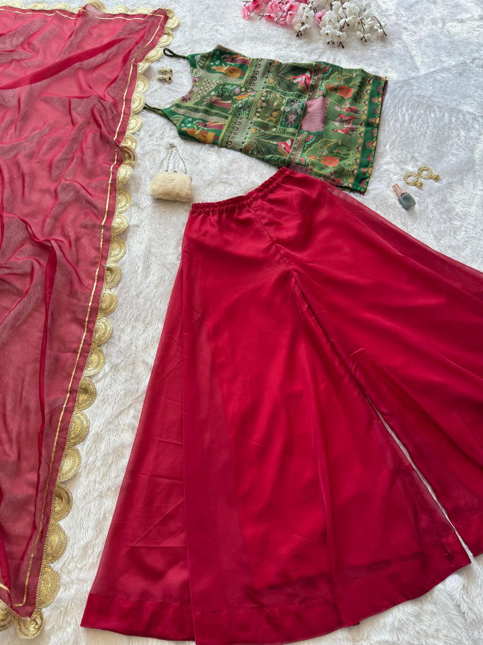 Weding Wear Digital Printed Ready To Wear Palazzo Suit