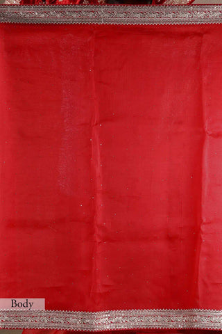 Ceremony Wear Red Color Organza Silk Embroidery Work Designer Saree