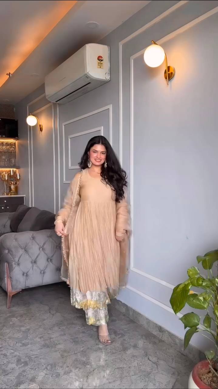 Sangeet Wear Peach Color Designer Anarkali Suit