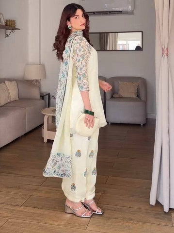 Festive Wear Off White Color Digital Print Designer Patiyala Suit