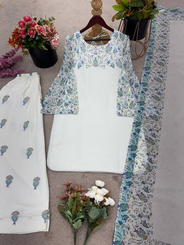 Festive Wear Off White Color Digital Print Designer Patiyala Suit