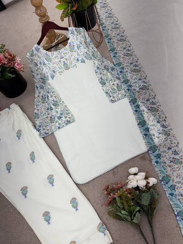 Festive Wear Off White Color Digital Print Designer Patiyala Suit