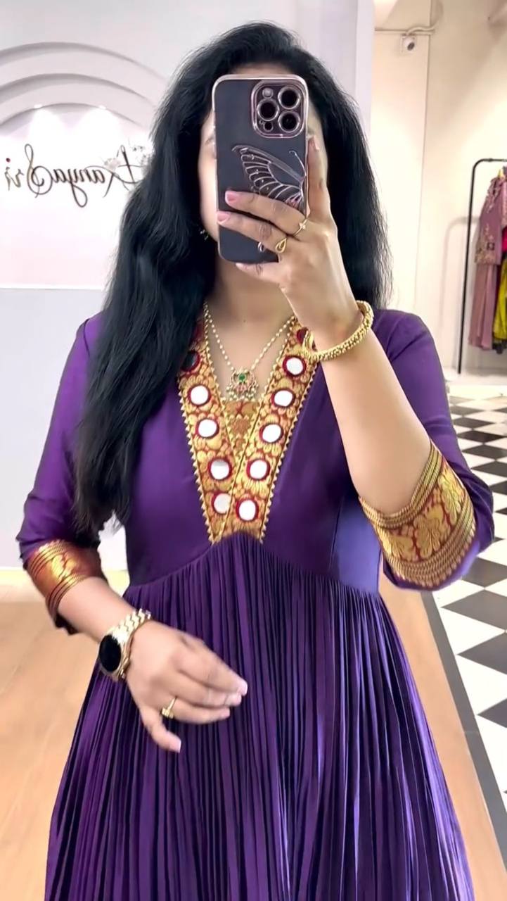 Casual Wear Purple Color Beautifully Flowing Design Anarkali Gown
