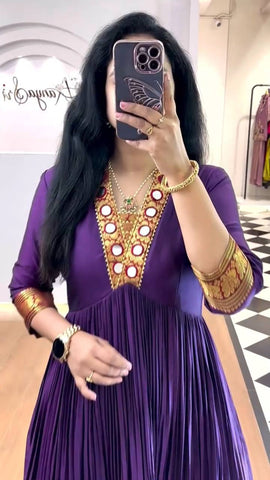 Casual Wear Purple Color Beautifully Flowing Design Anarkali Gown