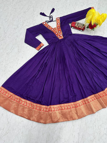 Casual Wear Purple Color Beautifully Flowing Design Anarkali Gown