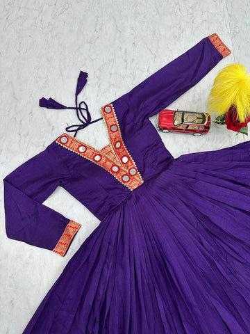 Casual Wear Purple Color Beautifully Flowing Design Anarkali Gown