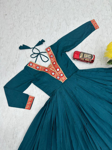 Casual Wear Green Color Beautifully Flowing Design Anarkali Gown