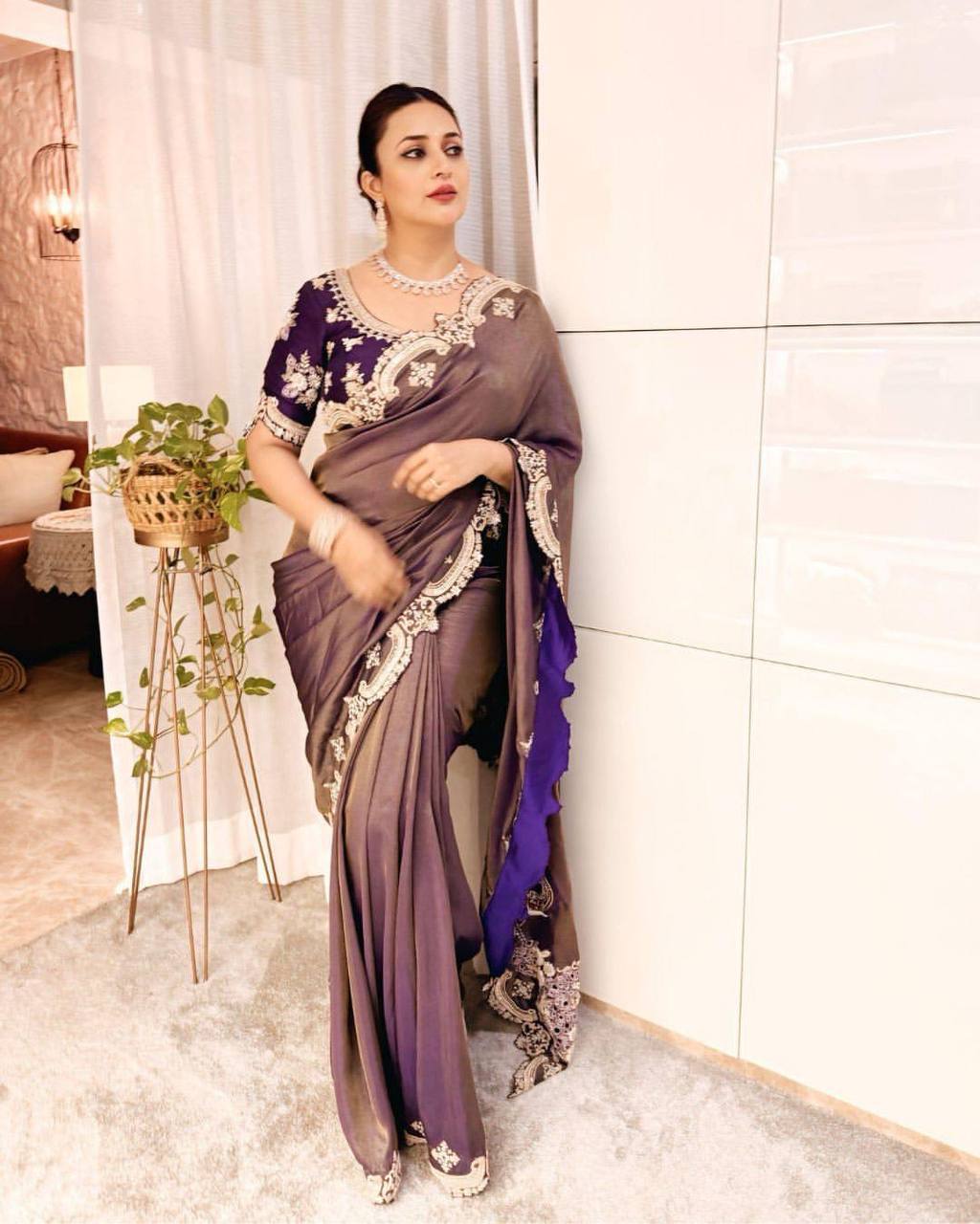 Celebrity Wear Beautiful Sequins And Zari Embroidery Work Bollywood Saree