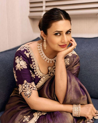 Celebrity Wear Beautiful Sequins And Zari Embroidery Work Bollywood Saree