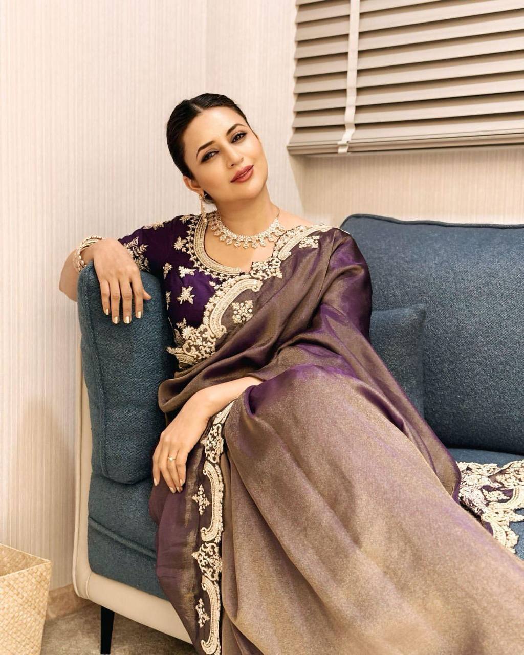 Celebrity Wear Beautiful Sequins And Zari Embroidery Work Bollywood Saree