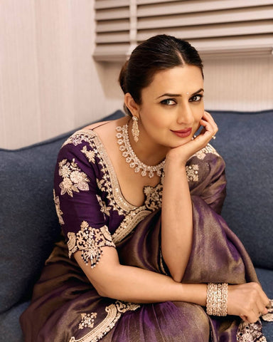 Celebrity Wear Beautiful Sequins And Zari Embroidery Work Bollywood Saree