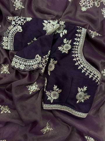 Celebrity Wear Beautiful Sequins And Zari Embroidery Work Bollywood Saree