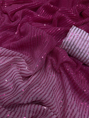 Dual Pink Shaded Beautiful Sequin Embroidery Work Party Wear Saree
