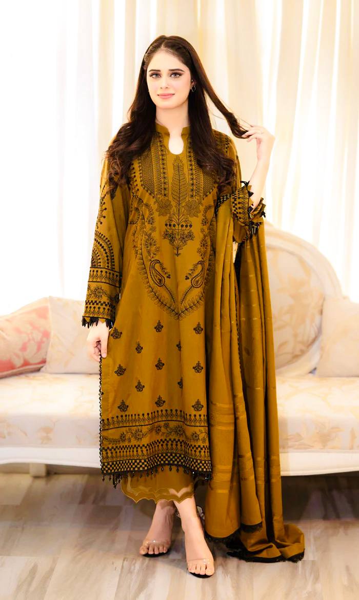 Wedding Wear Mustard Color Embroidery Work Beautiful Salwar Plazzo Suit