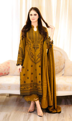 Wedding Wear Mustard Color Embroidery Work Beautiful Salwar Plazzo Suit