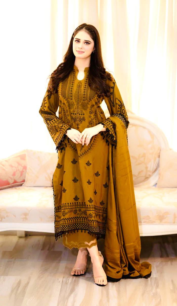 Wedding Wear Mustard Color Embroidery Work Beautiful Salwar Plazzo Suit