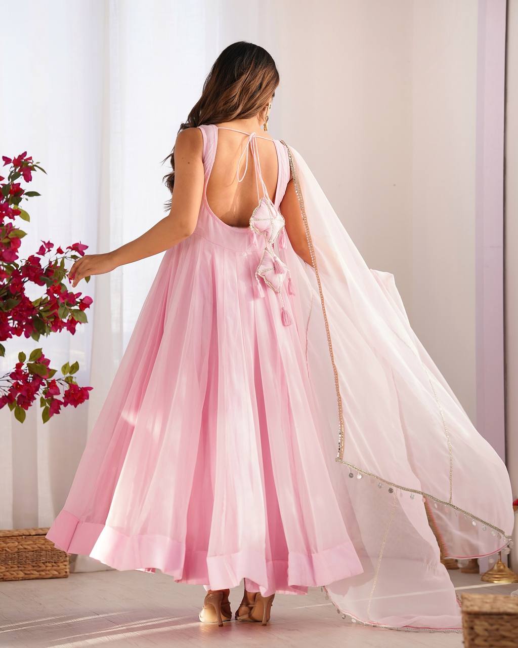 Good Looking Baby Pink Color Georgette Anarkali Suit