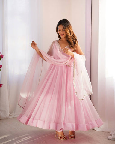 Good Looking Baby Pink Color Georgette Anarkali Suit