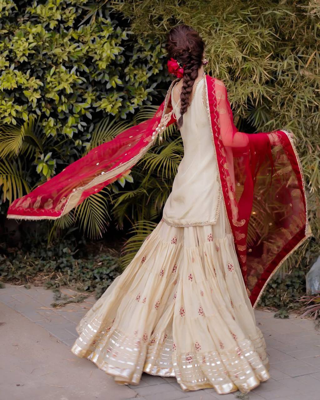 Festival Wear Cream Color Sequin Embroidery Beautiful Sharara Suit