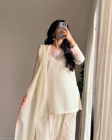 Festive Wear Off White Color Sequins And  Embroidery Zari Work Designer Salwar Suit