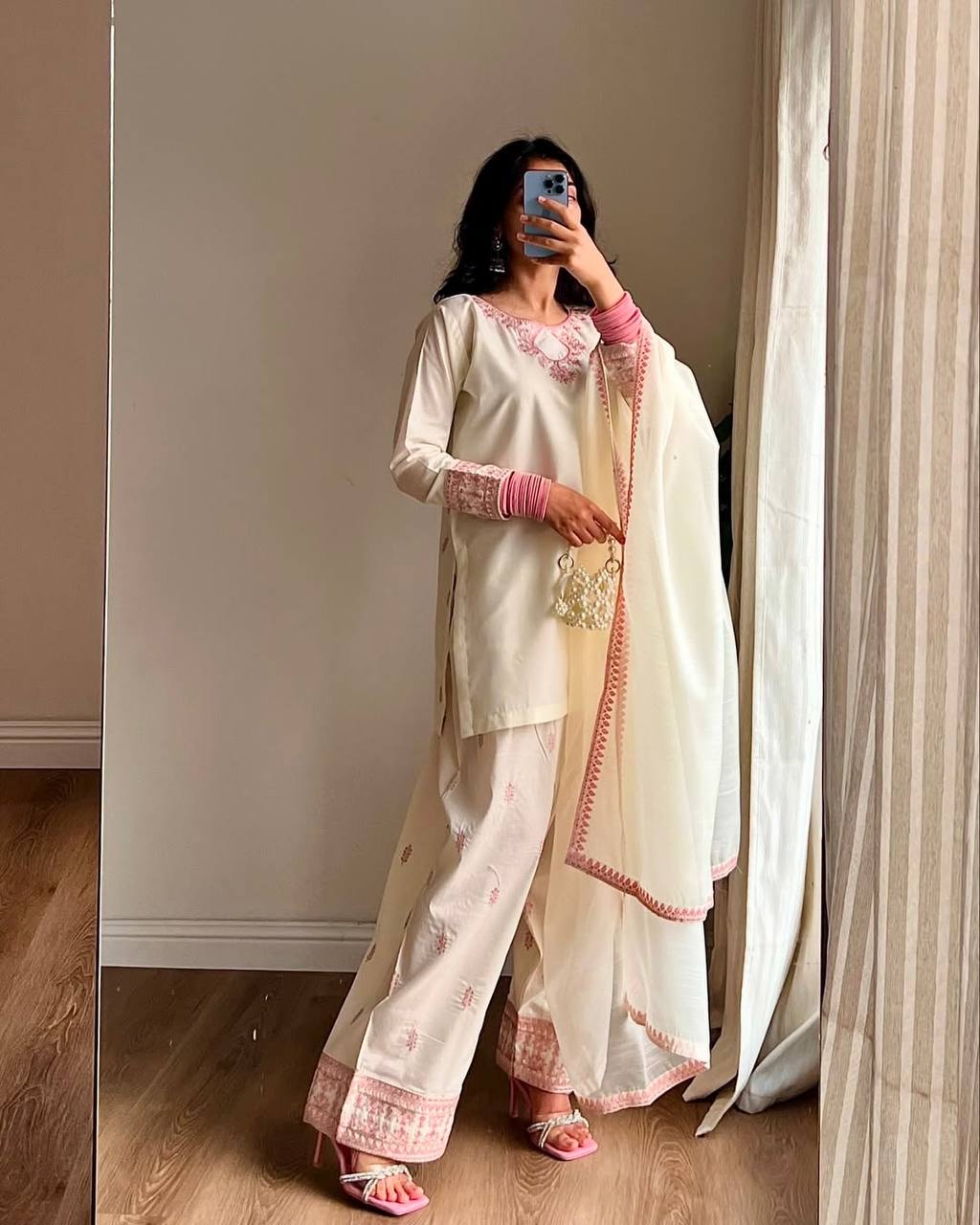 Festive Wear Off White Color Sequins And  Embroidery Zari Work Designer Salwar Suit