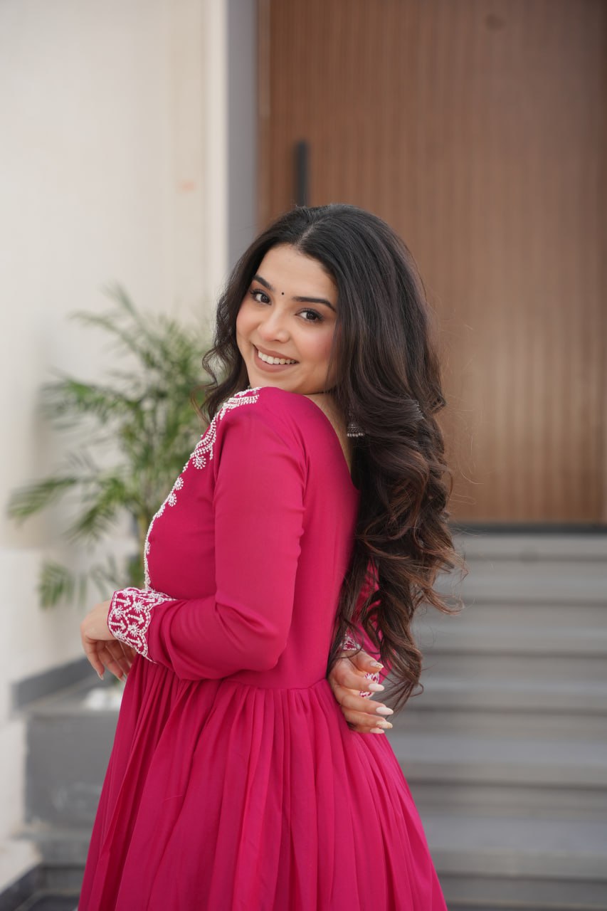 Engagements Wear Pink Color Embroidery With Beads And Sequin Work Beautiful Gown