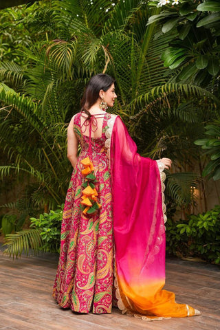 Engagement Wear Digital Printed Beautiful Anarkali Gown