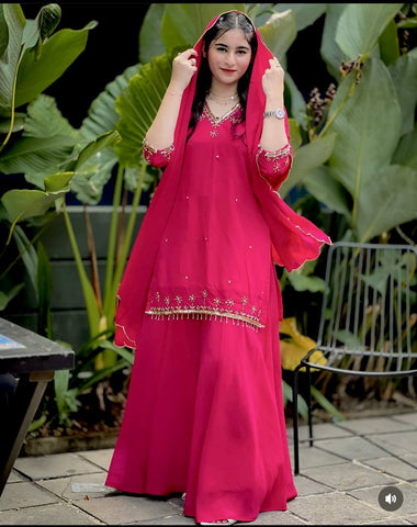 Festive Wear Pink Color Sequence Embroidery Work Sharara Suit