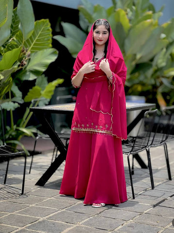 Festive Wear Pink Color Sequence Embroidery Work Sharara Suit