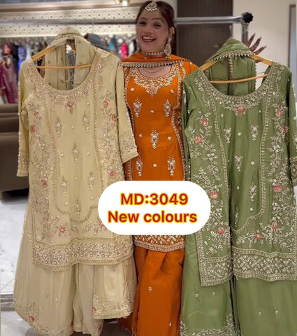 Festive Wear Off White Color Sequence Embroidery Work Sharara Suit