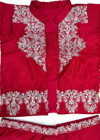 Red Color Silk Fully Stitched Party Wear Dhoti Suit With Koti